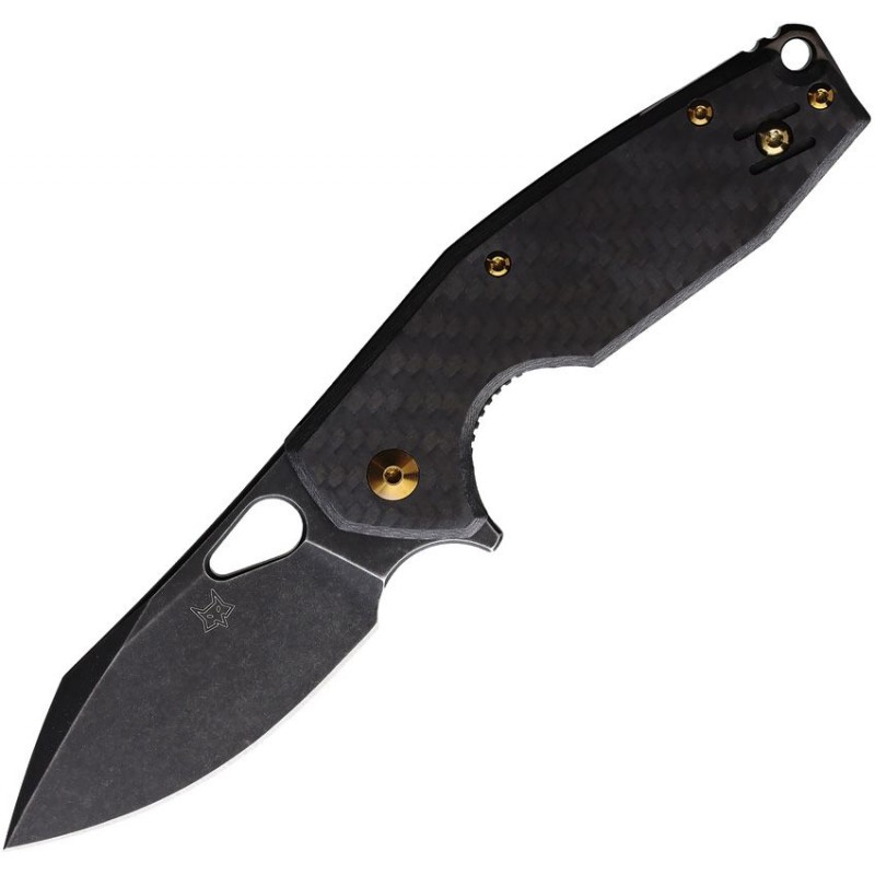 Fox Yaru Linerlock Folding Knife - 3" Black Bohler M398 Blade Carbon Fiber Handle