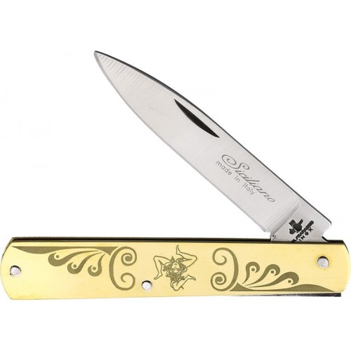 Fraraccio Knives Sfilato Trinacria Ali UK EDC Pocket Knife - 3" Stainless Steel Blade Brass Handle