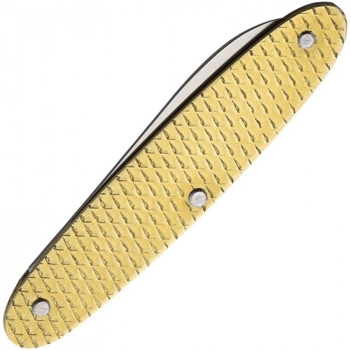 Fraraccio Knives Old School Temperino UK EDC Pocket Knife - 2" Stainless Steel Blade Hammered Brass Handle