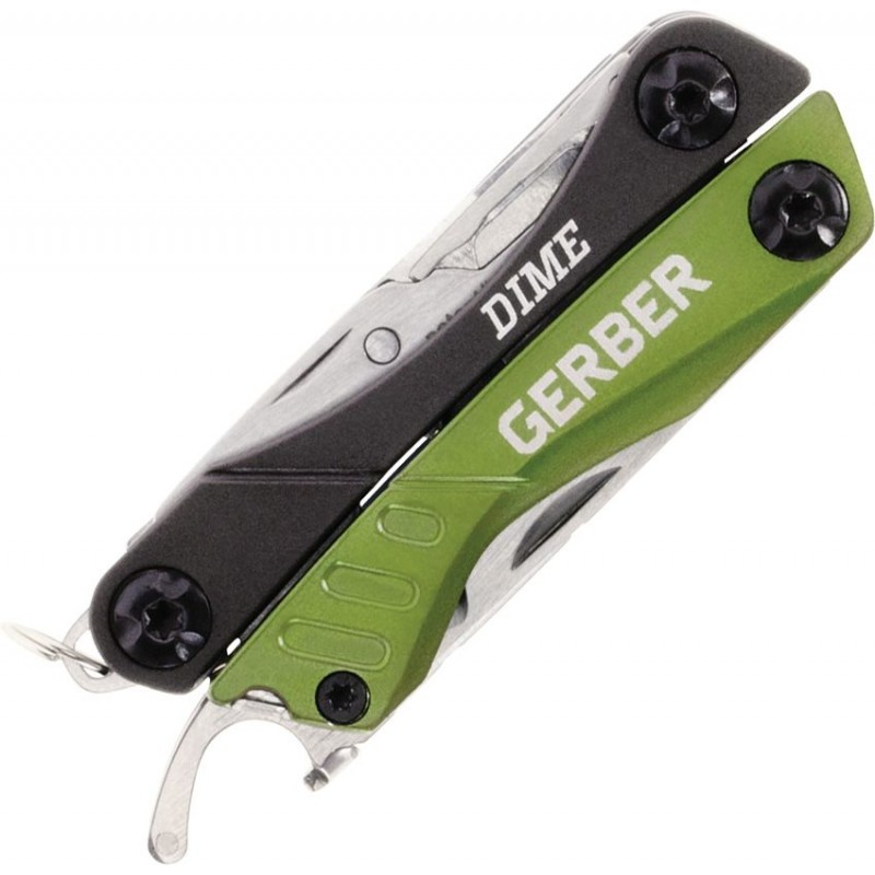 Gerber Dime Green Mini Multi-Tool 10 Components Pliers Wire Cutters and Fine Edge Blade