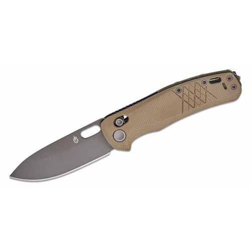 Gerber Scout Folding Knife - 3.19" 440A Black DP Blade Tan Micarta Handle Crossbar Lock