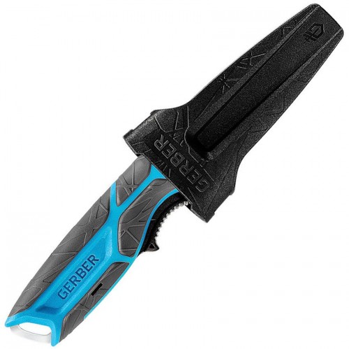 Gerber Fishing Series CrossRiver Salt Rx Fixed Blade Knife - 3" Blunt Tip Blade SaltRx Coated Blue