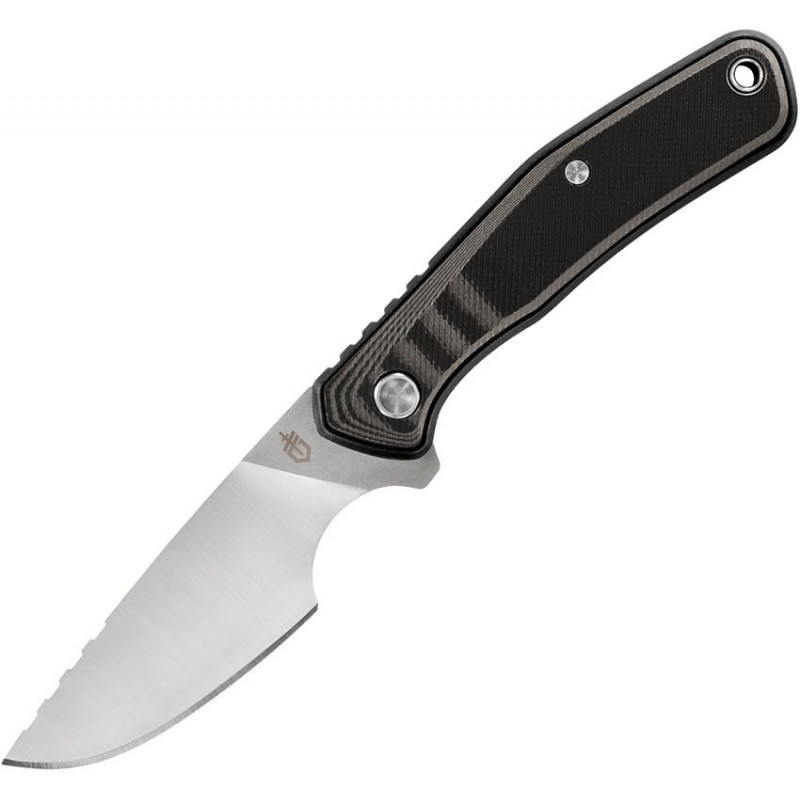 Gerber Downwind Caper Fixed Blade Knife 3.46" Stonewashed DP Blade Black and Grey Handle