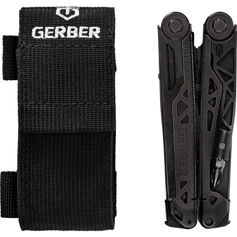 Gerber Dual Force Multi Tool Silver Black Steel Handle Sheath