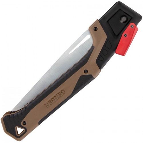 Gerber Bushcraft Folding Saw - 8" SK5 Carbon Steel Saw Blade Coyote Brown Rubberized Handle