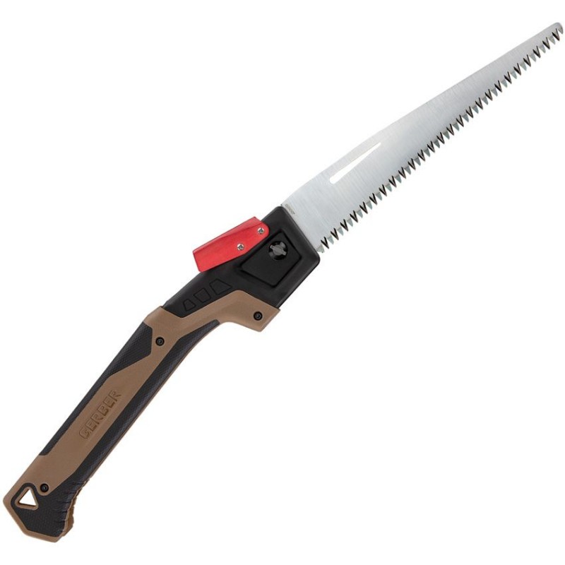 Gerber Bushcraft Folding Saw - 8" SK5 Carbon Steel Saw Blade Coyote Brown Rubberized GRN Handle