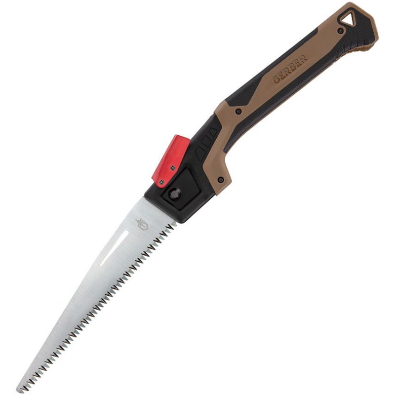 Gerber Bushcraft Folding Saw - 8" SK5 Carbon Steel Saw Blade Coyote Brown Rubberized GRN Handle