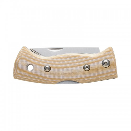 Helle Berget 763 Folding Knife - 2.16" 12C27 Stainless Steel Blade Beige Canvas Micarta Handle