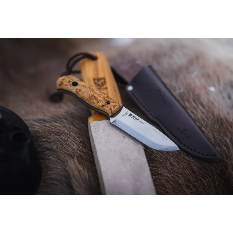 Helle Polaris Fixed Blade Knife - 3.15" 14C28N Stainless Steel Blade Curly Birch Handle Cyclaire Knives and Tools