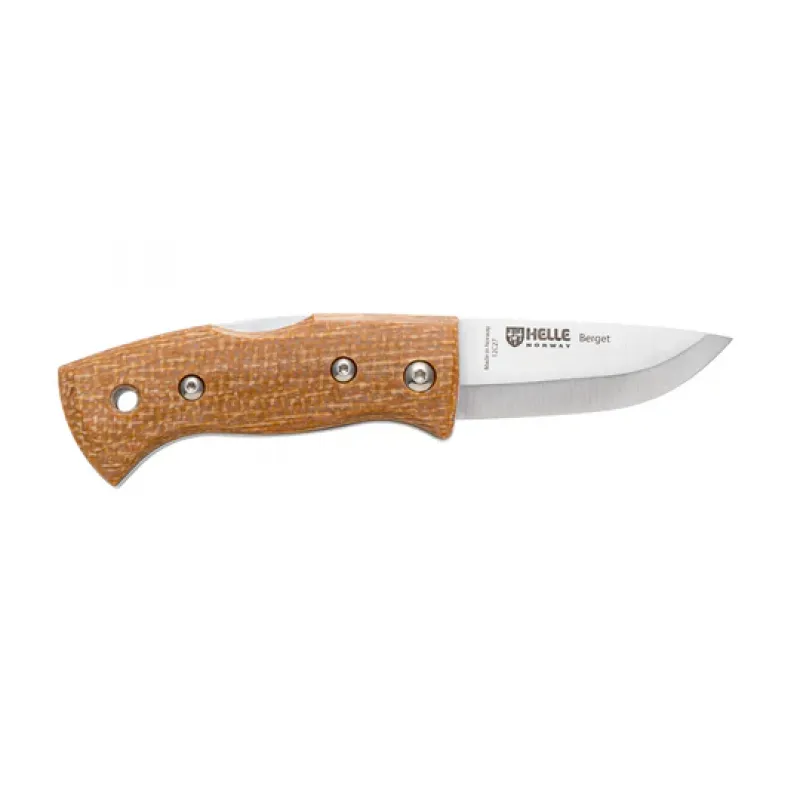 Helle Berget 763 Folding Knife - 2.16" 12C27 Stainless Steel Blade Mustard Micarta Handle