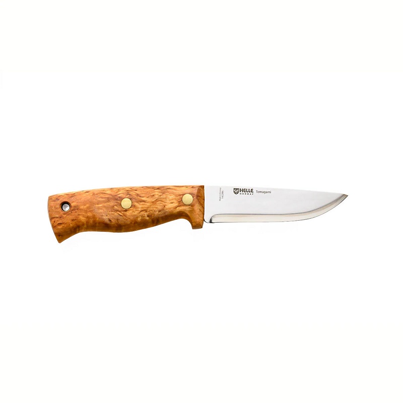 Helle Temagami Knife - 4.25" 14C28N Stainless Steel Blade Curly Birch Handle