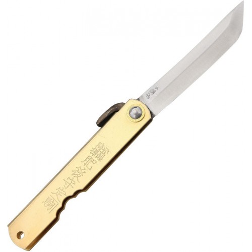 Higonokami No.13 Japanese UK EDC Pocket Folder - 3" Tanto Blade Brass Stainless Handle