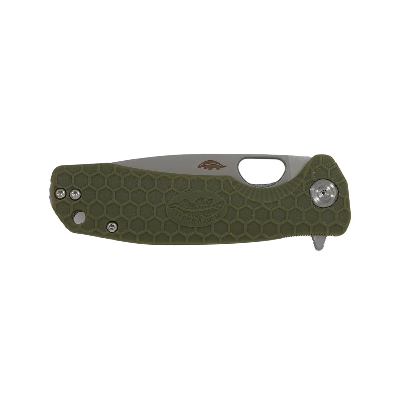 Honey Badger Small Folding Knife - 2.81" 8Cr13MoV Stainless Steel Drop Point Blade Green FRN Handle Liner Lock