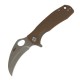 Honey Badger Medium Claw Folding Knife - 3.63" 8Cr13MoV Stainless Steel Claw Blade Brown Tan FRN Handle