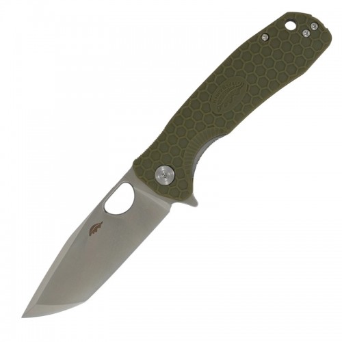 Honey Badger Large Folding Knife - 3.63" 8Cr13MoV Tanto Blade Green FRN Handle Liner Lock