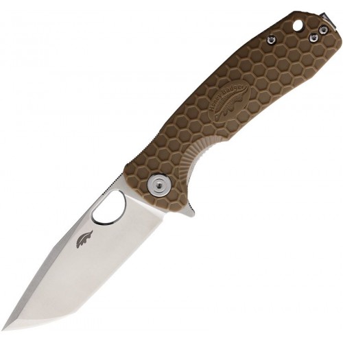 Honey Badger Medium Folding Knife - 3.19" 8Cr13MoV Tanto Blade Tan FRN Handle Liner Lock