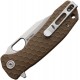 Honey Badger HB1332 Medium Folding Knife - 3.19" 8Cr13MoV Satin Tanto Blade Tan FRN Handle Liner Lock