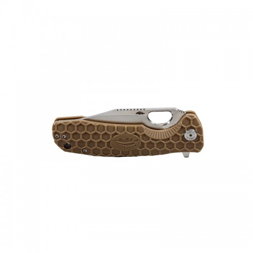 Honey Badger Small Folding Knife - 2.81" 8Cr13MoV Clip Point Blade Tan FRN Handle Liner Lock