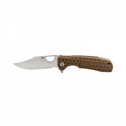 Honey Badger Small Folding Knife - 2.81" 8Cr13MoV Clip Point Blade Tan FRN Handle Liner Lock