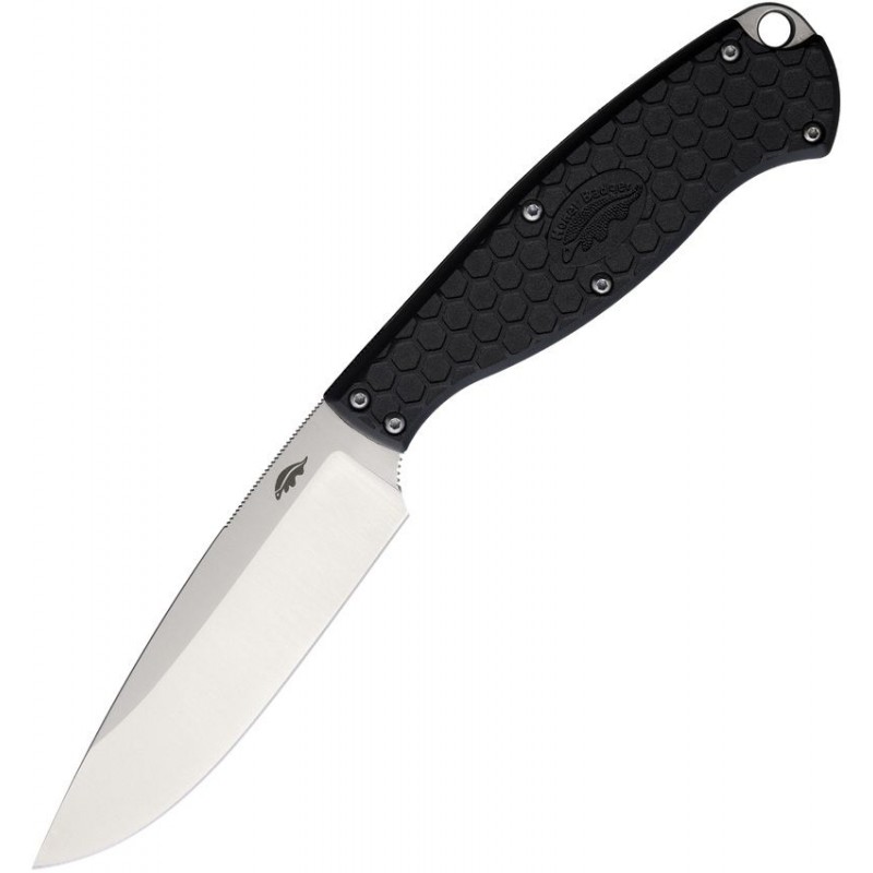 Honey Badger Outfitter Camp Knife - 3.75" 8Cr13MoV Blade Black FRN Handle Nylon Belt Sheath