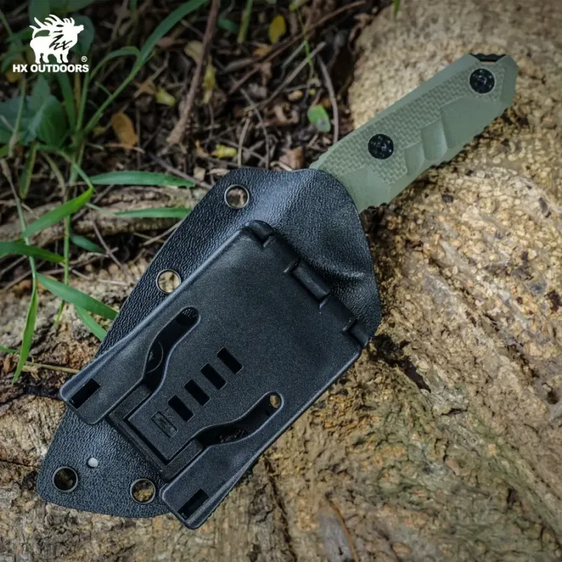 HX Outdoors Mini Mercenary Fixed Blade Knife - 2.8" D2 Steel Blade Brown G10 Handle