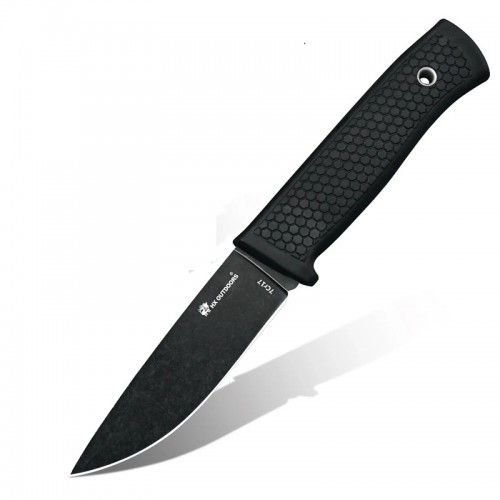 HX Outdoors Gorge Walker Fixed Blade Knife - 3.8" 7Cr17 Blade Black TPR Handle