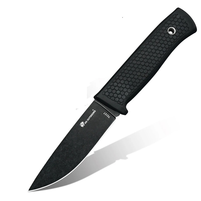 HX Outdoors Gorge Walker Fixed Blade Knife - 3.8" 7Cr17 Blade Black TPR Handle