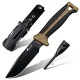 HX Outdoors Hound Brown Bushcraft Knife - 4.33" D2 Steel Blade with Firesteel and Sheath