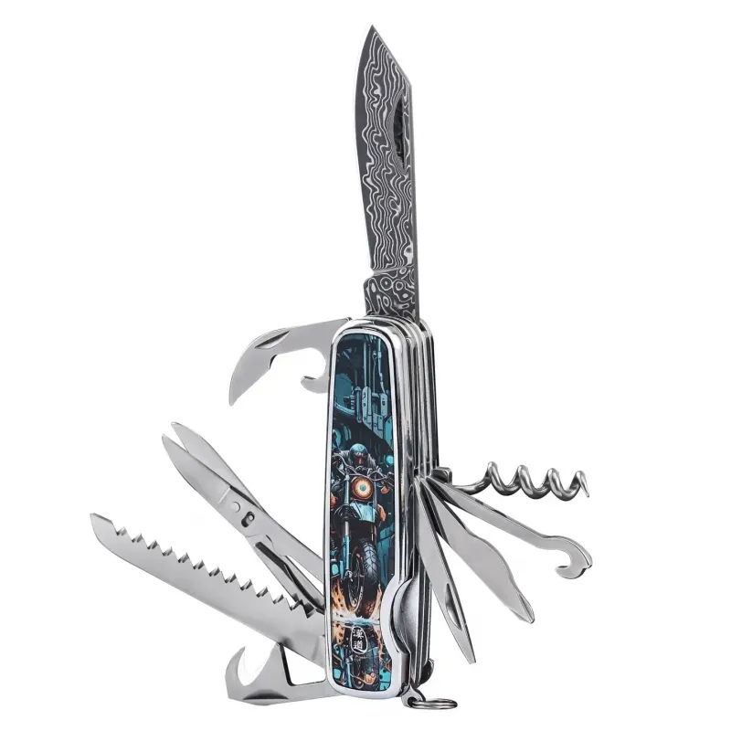 HX Outdoors Damask Motorix Multi-Tool - Damascus VG10 Blade Motorix Design