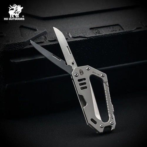 HX Outdoors Titannexus Keychain Multi-Tool Silver Titanium