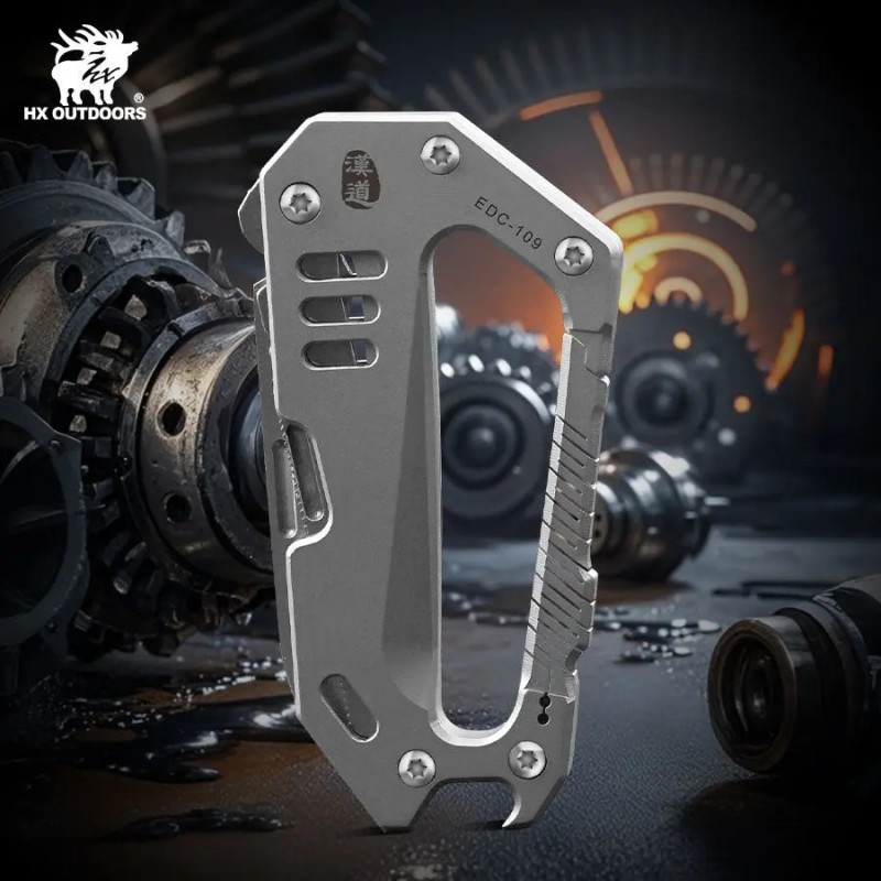 HX Outdoors Titannexus Keychain Multi-Tool Silver Titanium