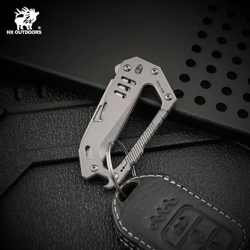HX Outdoors Titannexus Keychain Multi-Tool Silver Titanium