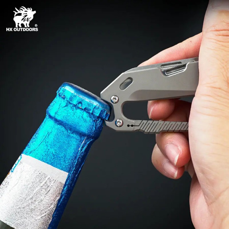 HX Outdoors Titannexus Keychain Multi-Tool Silver Titanium