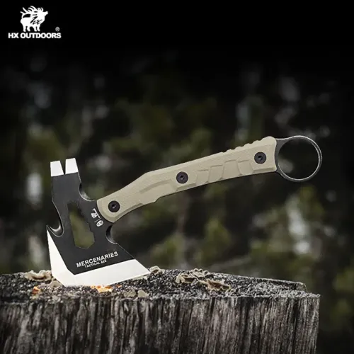HX Outdoors Mini Guardian Hatchet - 9.45" Overall 420 Blade Tan G10 Handle with 