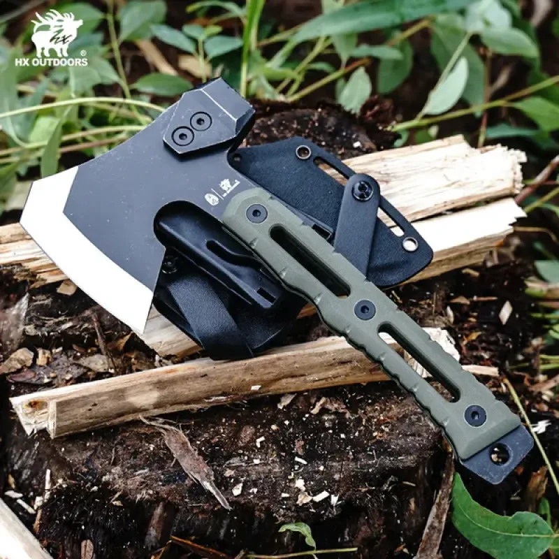 HX Outdoors Mini Ironside Camp Hatchet - 420 Stainlessa Steel Blade Green G10 Handle Cyclaire Knives and Tools