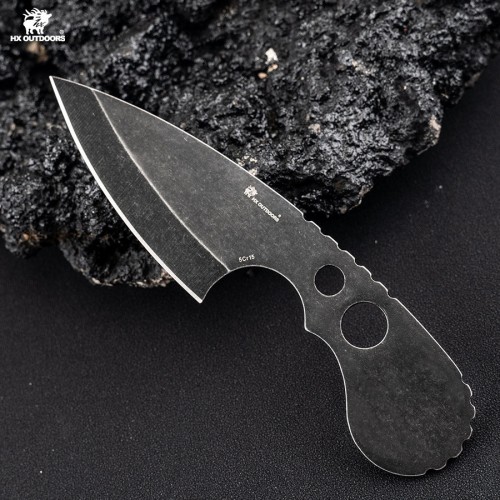 HX Outdoors Eagle Shark Fixed Blade Knife - 2.91" Black Stonewash Blade Nylon Sheath 