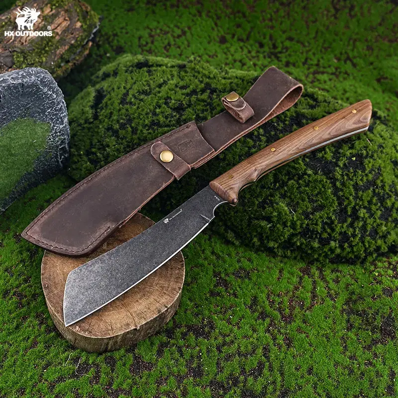 HX Outdoors Wolf's Fang Machete - 7.72" AUS-8 Blade Walnut Wood Handle