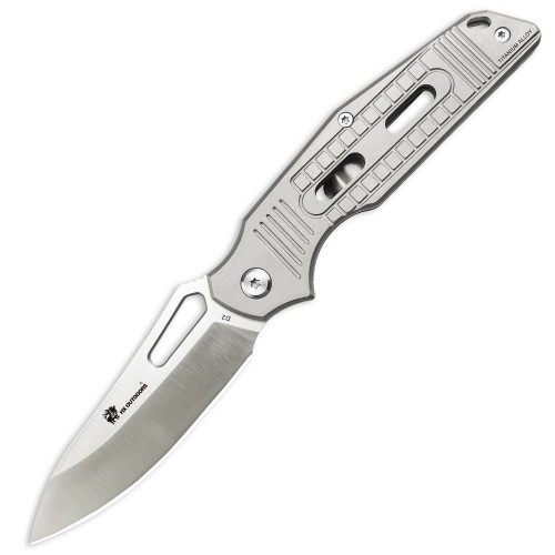 HX Outdoors Rock X Fluorite UK EDC Pocket Knife - 2.95" D2 Steel Blade Titanium Alloy Handle