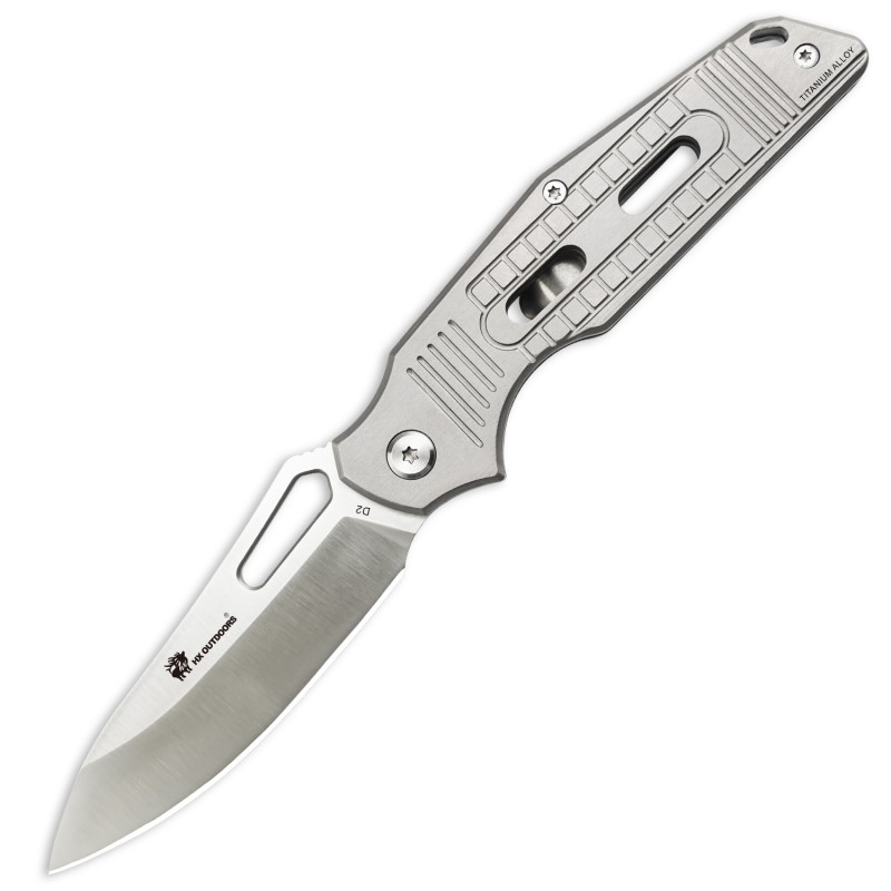 HX Outdoors Rock X Fluorite UK EDC Pocket Knife - 2.95" D2 Steel Blade Titanium Alloy Handle