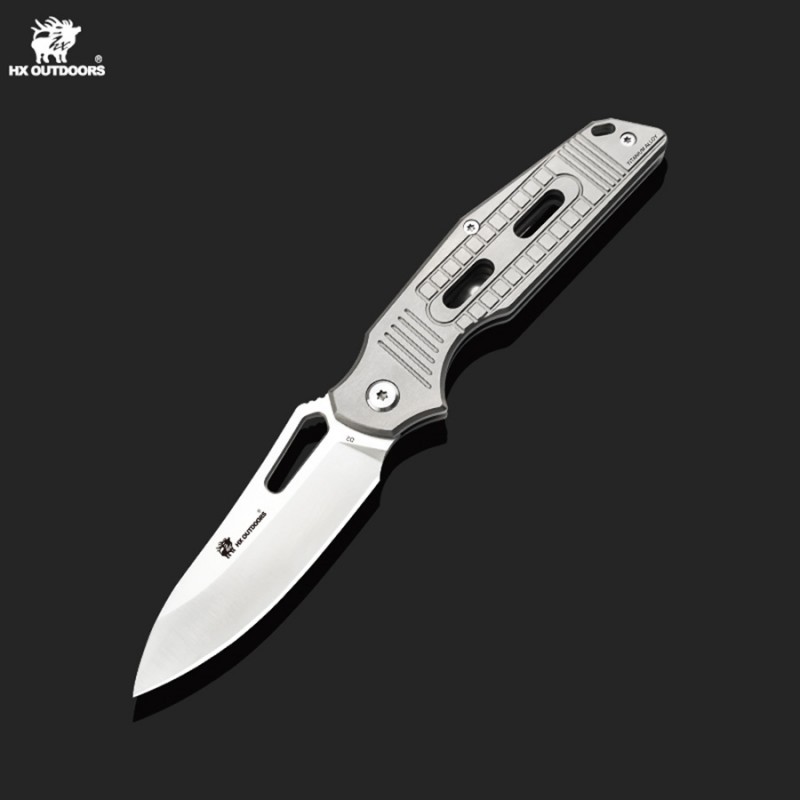 HX Outdoors Rock X Fluorite UK EDC Pocket Knife - 2.95" D2 Steel Blade Titanium Alloy Handle