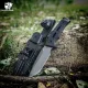 HX Outdoors Rock Apex Bushcraft Knife - 3.8" DC53 Blade Black G10 Handle Firesteel