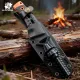 HX Outdoors Rock Apex Bushcraft Knife - 3.8" Orange DC53 Blade Black G10 Handle Firesteel