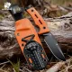 HX Outdoors Rock Apex Bushcraft Knife - 3.8" DC53 Blade Orange G10 Handle Firesteel