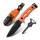 HX Outdoors Rock Apex Bushcraft Knife - 3.8" DC53 Blade Orange G10 Handle Firesteel