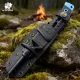 HX Outdoors Rock Apex Bushcraft Knife - 3.8" Blue DC53 Blade Black G10 Handle Firesteel