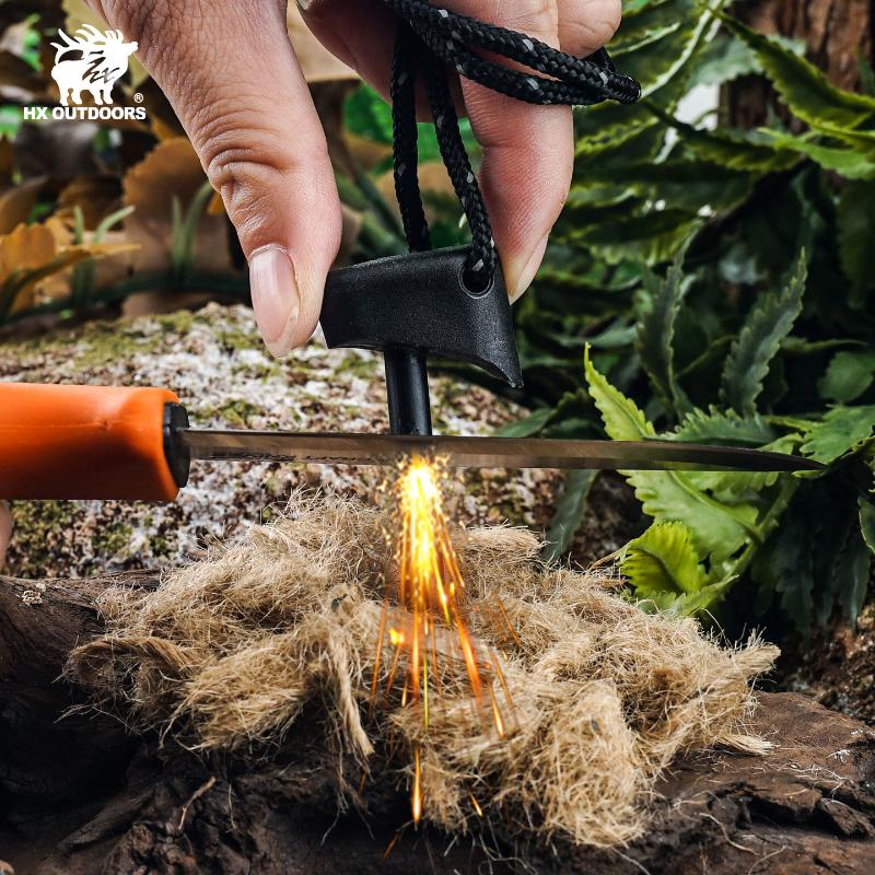 HX Outdoors Survival Master 4 Orange Bushcraft Knife - 3.74" 5Cr15 Steel Blade Firesteel Sheath Orange Handle