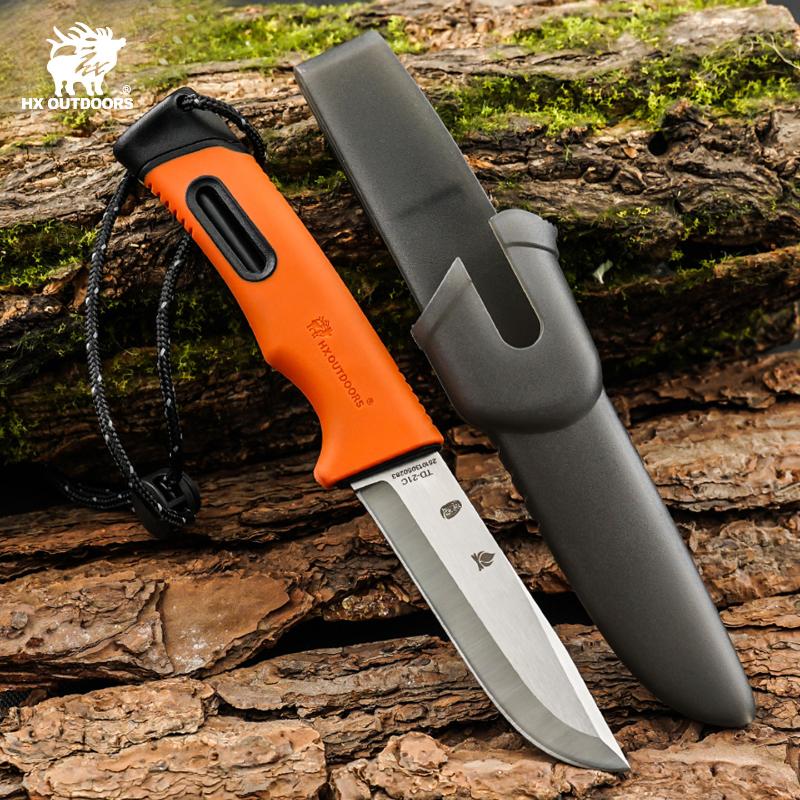 HX Outdoors Survival Master 4 Orange Bushcraft Knife - 3.74" 5Cr15 Steel Blade Firesteel Sheath Orange Handle