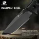 HX Outdoors Rock Apex Bushcraft Knife - 3.8" DLC Coated Magnacut Blade Black G10 Handle Kydex Sheath with Firesteel Cyclaire Knives and Tools
