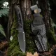 HX Outdoors Rock Apex Bushcraft Knife - 3.8" DLC Coated Magnacut Blade Black G10 Handle Kydex Sheath with Firesteel Cyclaire Knives and Tools