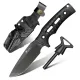 HX Outdoors Rock Apex Bushcraft Knife - 3.8" DLC Coated Magnacut Blade Black G10 Handle Kydex Sheath with Firesteel Cyclaire Knives and Tools